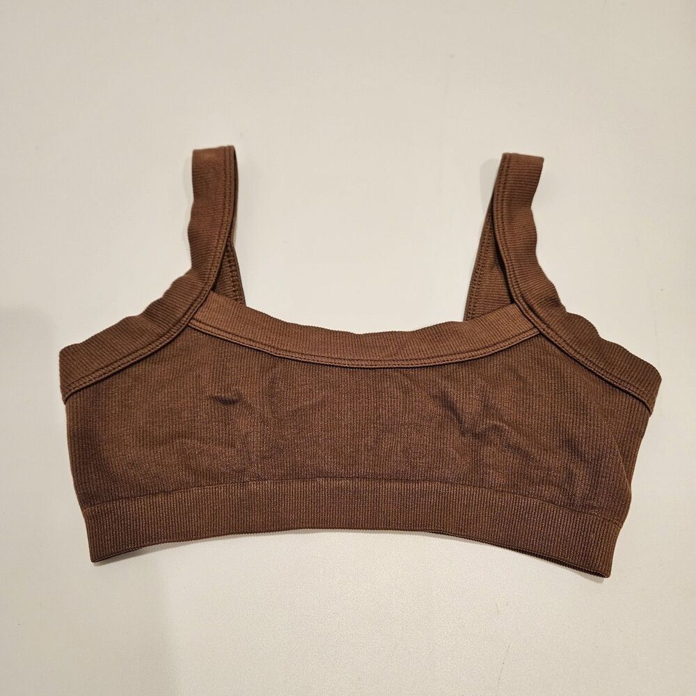 Out From Under UO Riptide Seamless Ribbed Chocolate Brown Bralette Bra, Size M/L